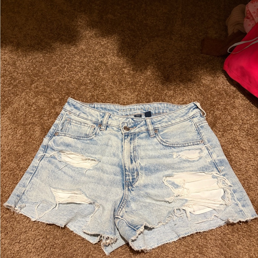 American Eagle Outfitters Ripped Light Blue Jean Shorts